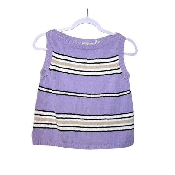 Jeanne Pierre Knit Sweater Vest Women S Purple Preppy 90's Striped Fairy Goth - Picture 1 of 5